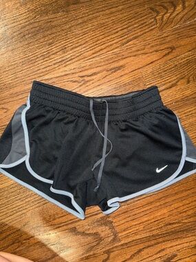 Nike Women's Black Athletic Shorts with Light Gray Trim